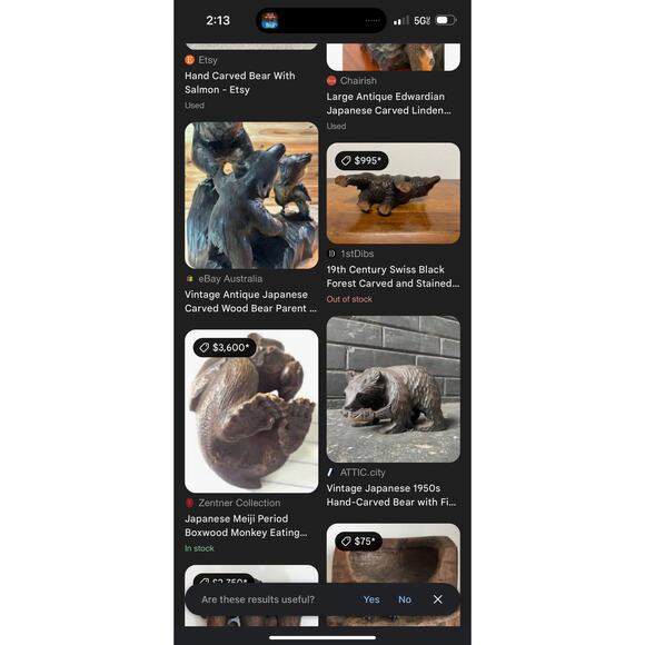 Bears / Wood / Black Bears Carrying a Boat Figure / Japanese / Vintage / EUC - Picture 5 of 7